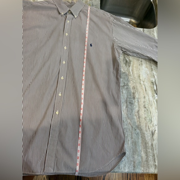 Men’s POLO RALPH LAUREN Brown/White stripe long sleeve button down. Size 2XLT - Picture 4 of 6